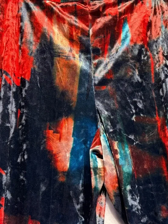 Free People Rendal Multicolor Velvet Flare Pants - Red, Blue, Green - Picture 14 of 14